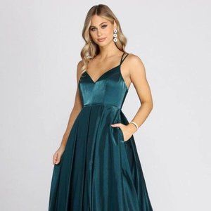 Long Teal Formal Dress